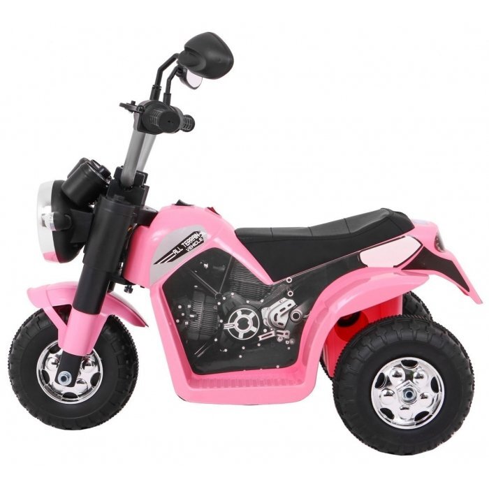 Ramiz Motocicleta electrica pentru copii MiniBike 71x53x57 cm roz cu scaun piele panou audio sunete si lumini