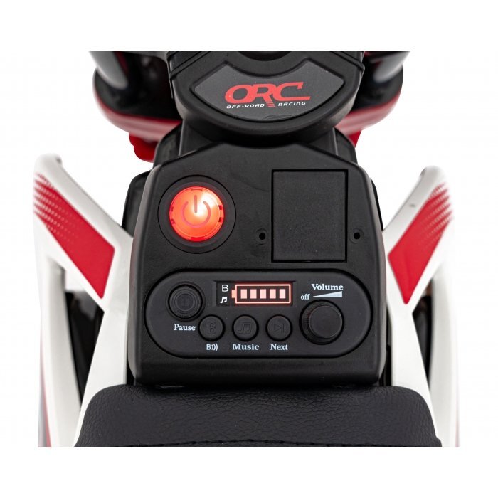 Ramiz Motocicleta electrica pentru copii Pantone rosu 361C cu 2 roti ajutatoare panou audio pornire lenta scaun piele si roti din spuma Eva 108x59x72 cm