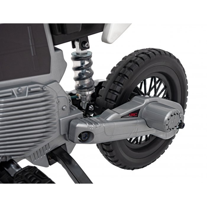 Ramiz Motocicleta electrica pentru copii Pantone rosu 361C cu 2 roti ajutatoare panou audio pornire lenta scaun piele si roti din spuma Eva 108x59x72 cm