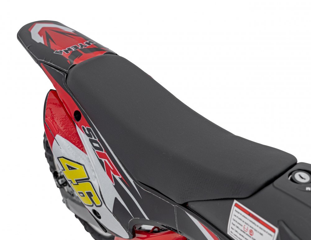 Ramiz Motocicleta electrica pentru copii Renegade 50R Red motor puternic de 500W viteza maxima 24 kmh baterie reincarcabila 36V9Ah suspensie transmisia pe lant anvelope gonflabile