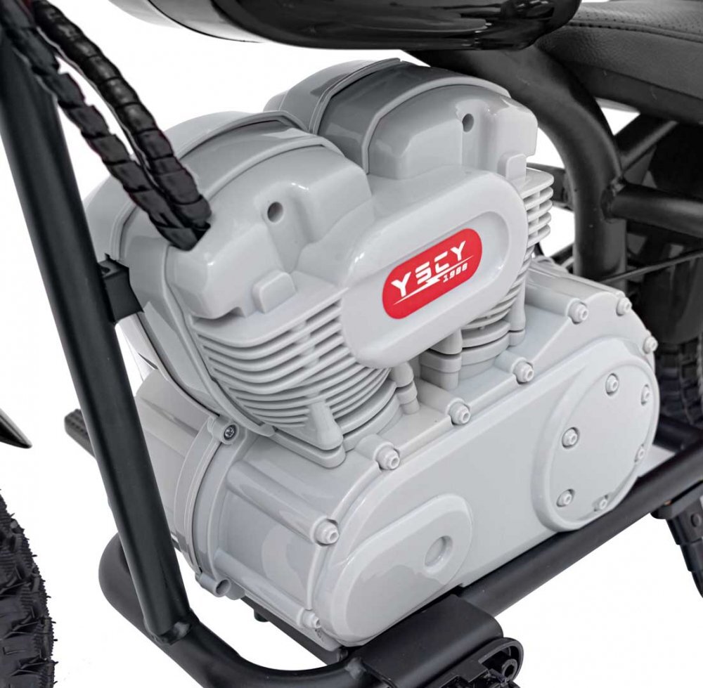 Ramiz Motocicleta electrica pentru copii Speed Power Black pornire la cheie motor 250W baterie 24V7Ah roti pneumatice scaun ergonomic din piele lumina frontala LED claxon muzica preinstalata pana la 80 kg