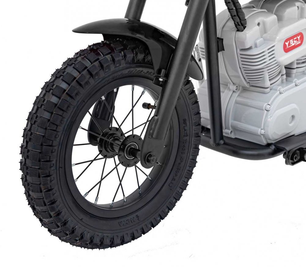 Ramiz Motocicleta electrica pentru copii Speed Power Black pornire la cheie motor 250W baterie 24V7Ah roti pneumatice scaun ergonomic din piele lumina frontala LED claxon muzica preinstalata pana la 80 kg