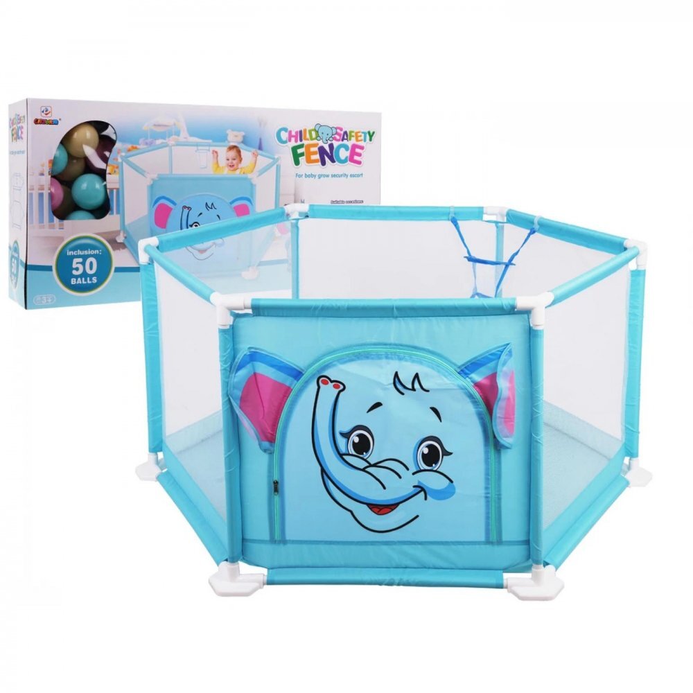 Ramiz Tarc de joaca pentru copii cu 50 bile multicolore Blue Elephant