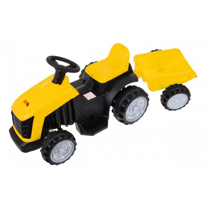 Ramiz Tractor electric pentru copii galben 25W cu remorca