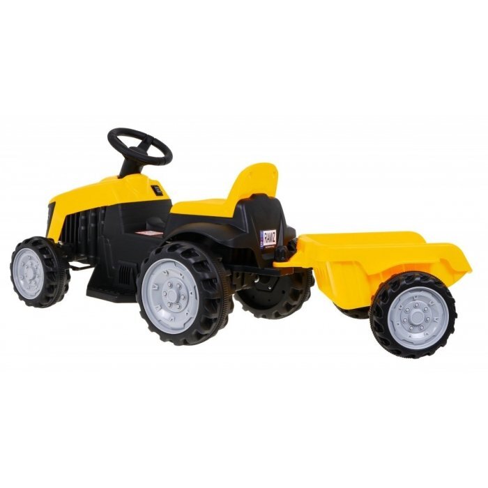 Ramiz Tractor electric pentru copii galben 25W cu remorca