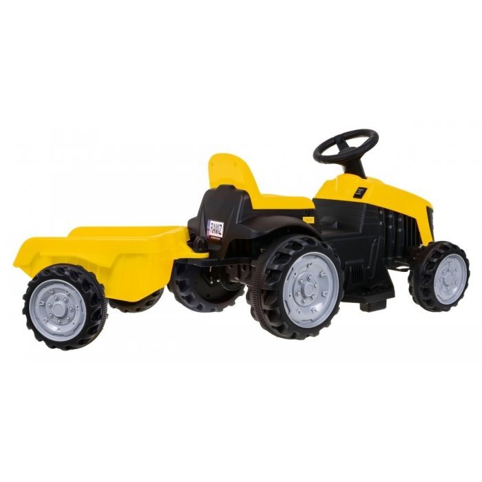 Ramiz Tractor electric pentru copii galben 25W cu remorca