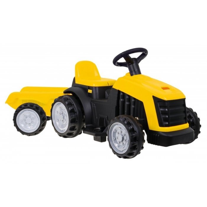Ramiz Tractor electric pentru copii galben 25W cu remorca