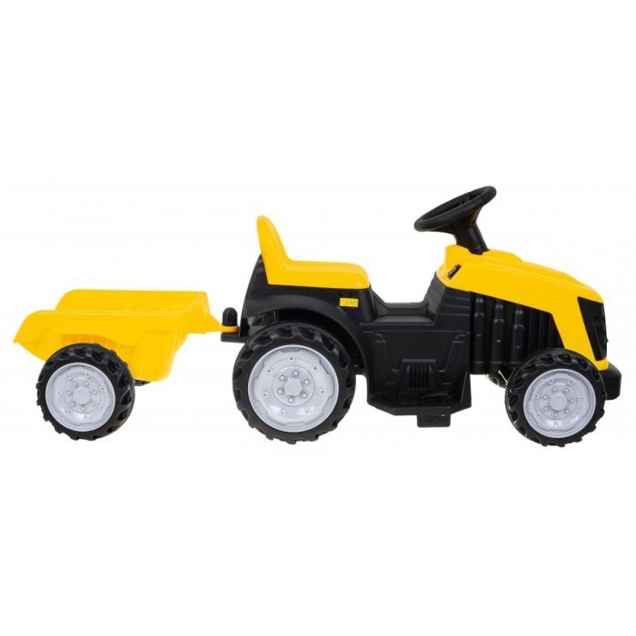 Ramiz Tractor electric pentru copii galben 25W cu remorca