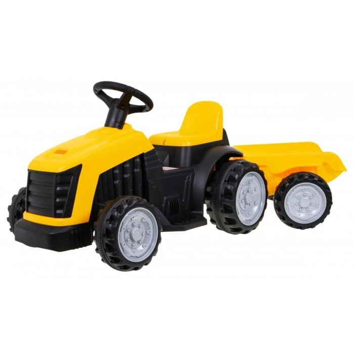 Ramiz Tractor electric pentru copii galben 25W cu remorca