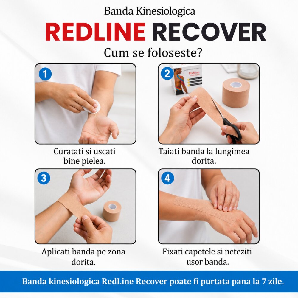 Redline Banda Kinesiologica Recover impermeabila 5 cm x 5 m bej