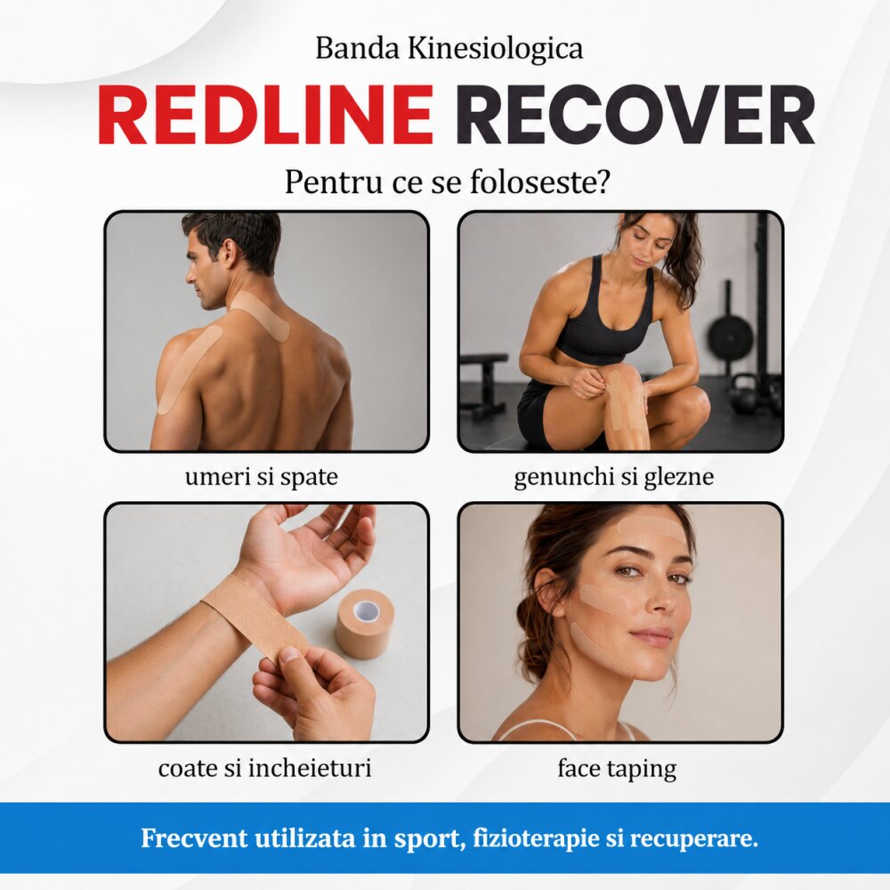 Redline Banda Kinesiologica Recover impermeabila 5 cm x 5 m bej