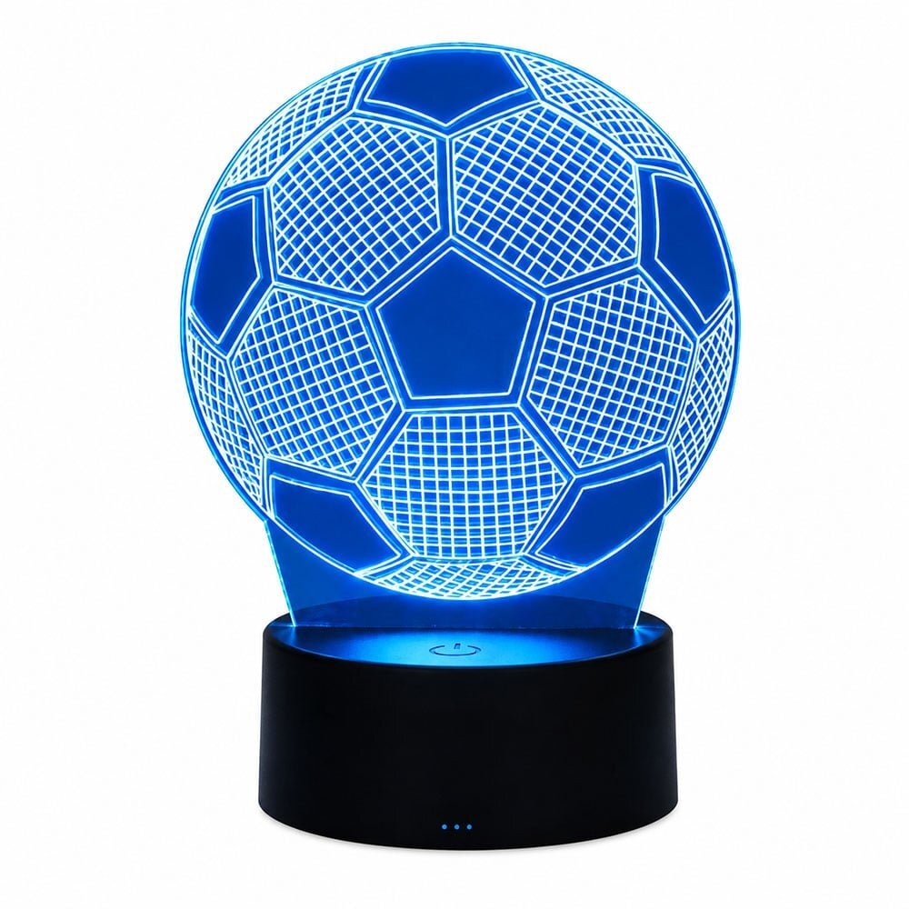 Redline Lampa LED 3D forma minge de fotbal cu telecomanda schimbarea modurilor de iluminare si a culorilor reglarea intensitatii luminii buton tactil alimentare USB si baterii Albastru