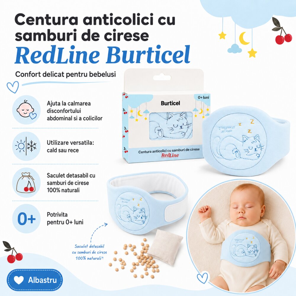 Redline Pachet nou nascuti baietel centura anticolici seringi lavaj nazal camera de inhalare aparat de aerosoli aspirator nazal ser fiziologic izotonic pompa manuala de san termometru non-contact