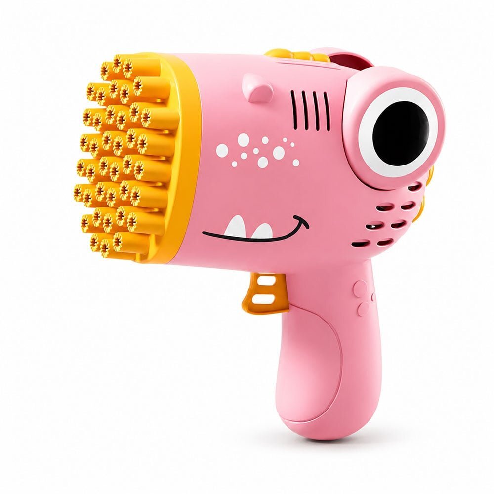 Redline Pistol automat de facut baloane de sapun 40 de orificii portabil compact crocodil roz