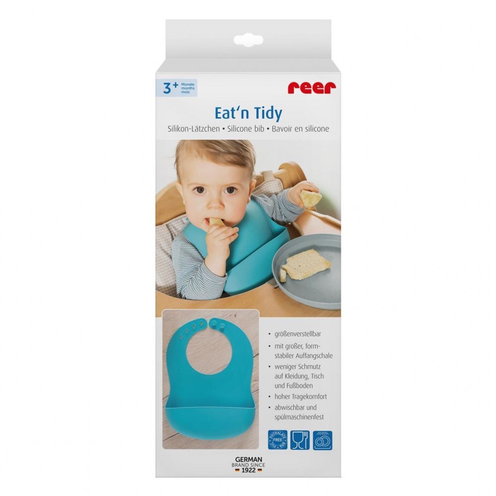 REER Bavetica reglabila din silicon moale cu buzunar colector Eatn Tidy Albastra 25033