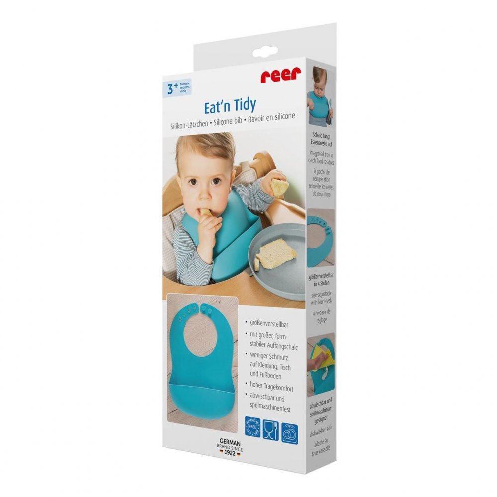 REER Bavetica reglabila din silicon moale cu buzunar colector Eatn Tidy Albastra 25033