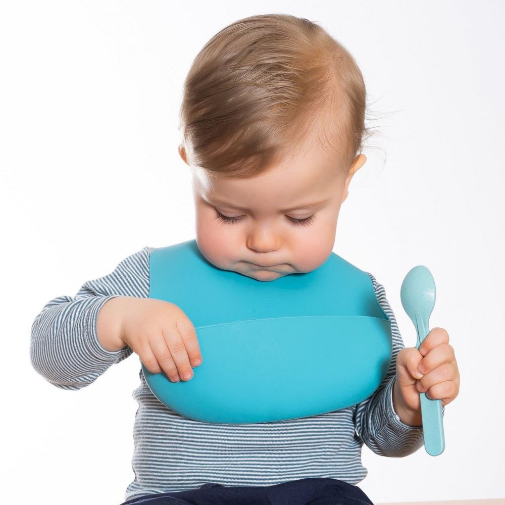 REER Bavetica reglabila din silicon moale cu buzunar colector Eatn Tidy Albastra 25033