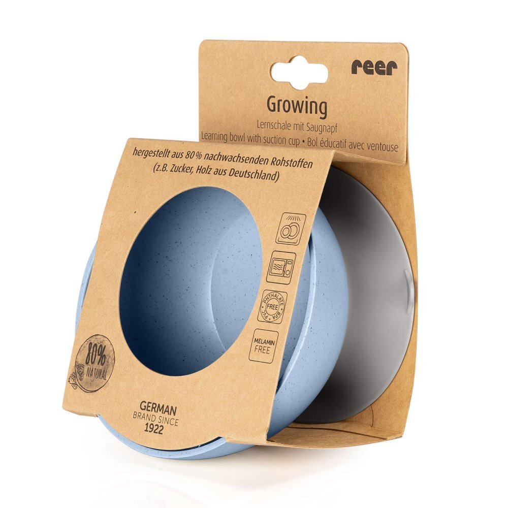 REER Bol cu ventuza Growing Learning Blue