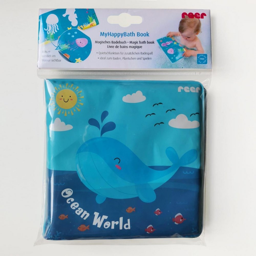 REER Carticica de baie plutitoare 8 pagini colorate care isi schimba culoarea in contact cu apa MyHappyBath Book 76012