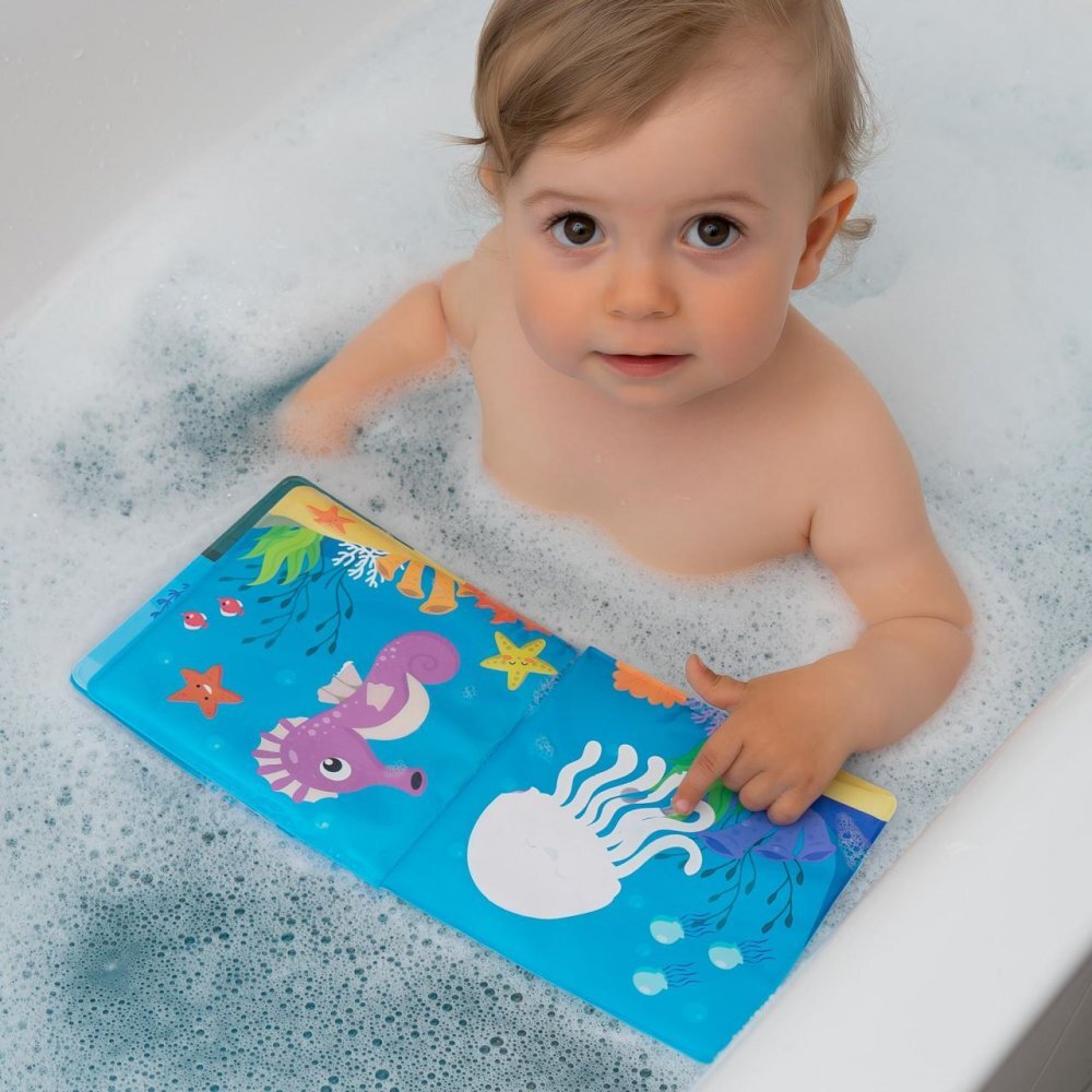 REER Carticica de baie plutitoare 8 pagini colorate care isi schimba culoarea in contact cu apa MyHappyBath Book 76012