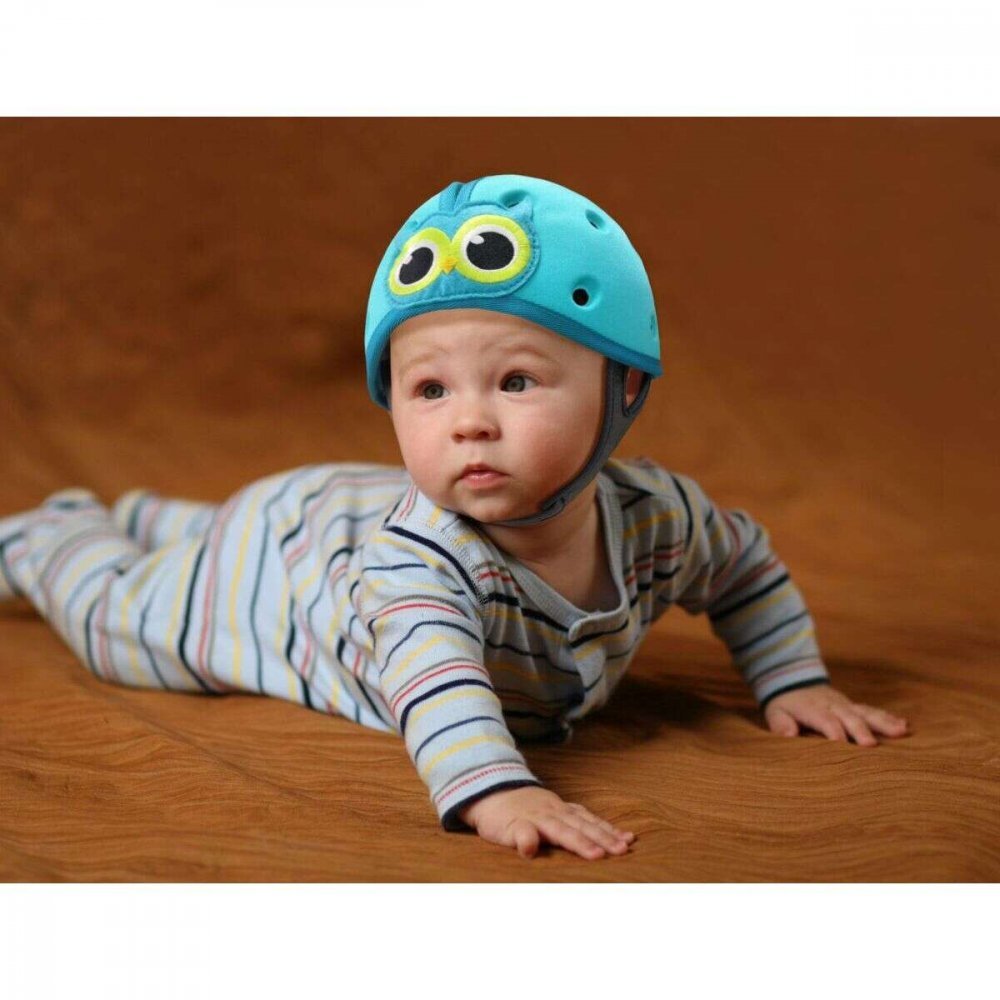 REER Casca protectie bebelusi cu spuma flexibila reglabila 7-24 luni albastra SafeHeadBaby Ladybird