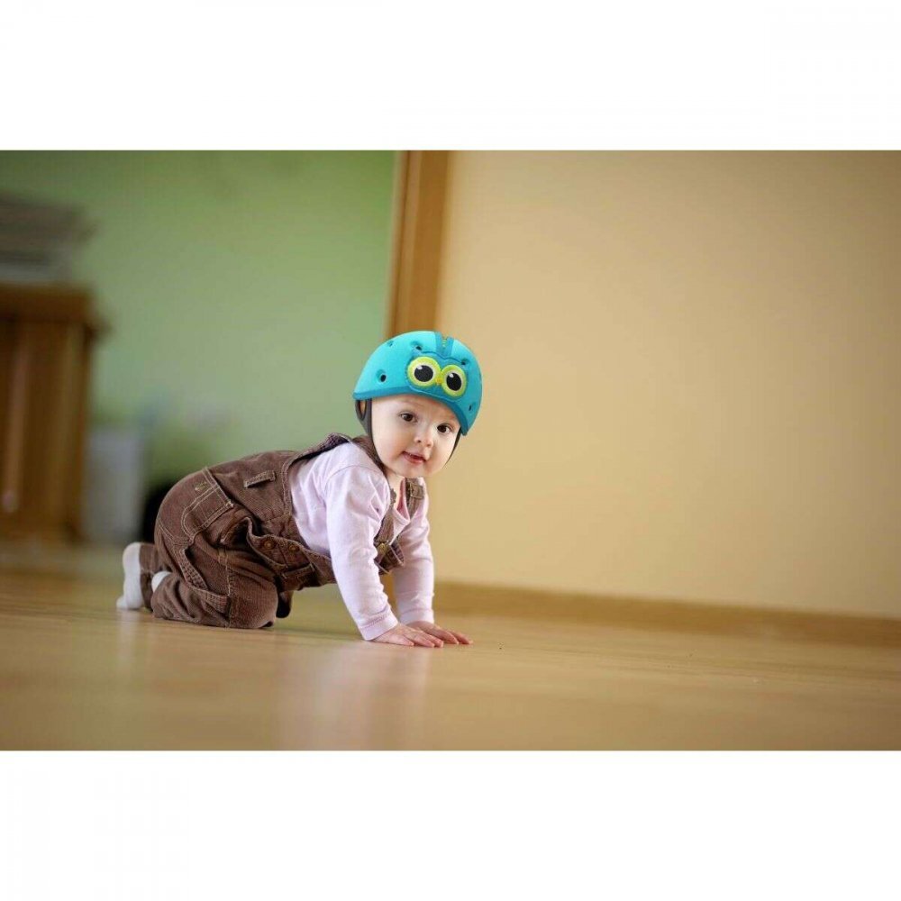 REER Casca protectie bebelusi cu spuma flexibila reglabila 7-24 luni albastra SafeHeadBaby Ladybird