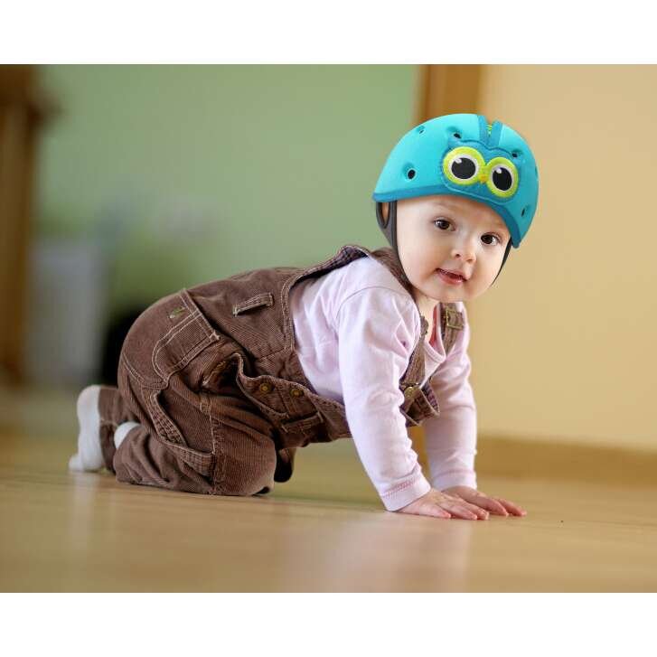 REER Casca protectie bebelusi cu spuma flexibila reglabila 7-24 luni albastra SafeHeadBaby Ladybird