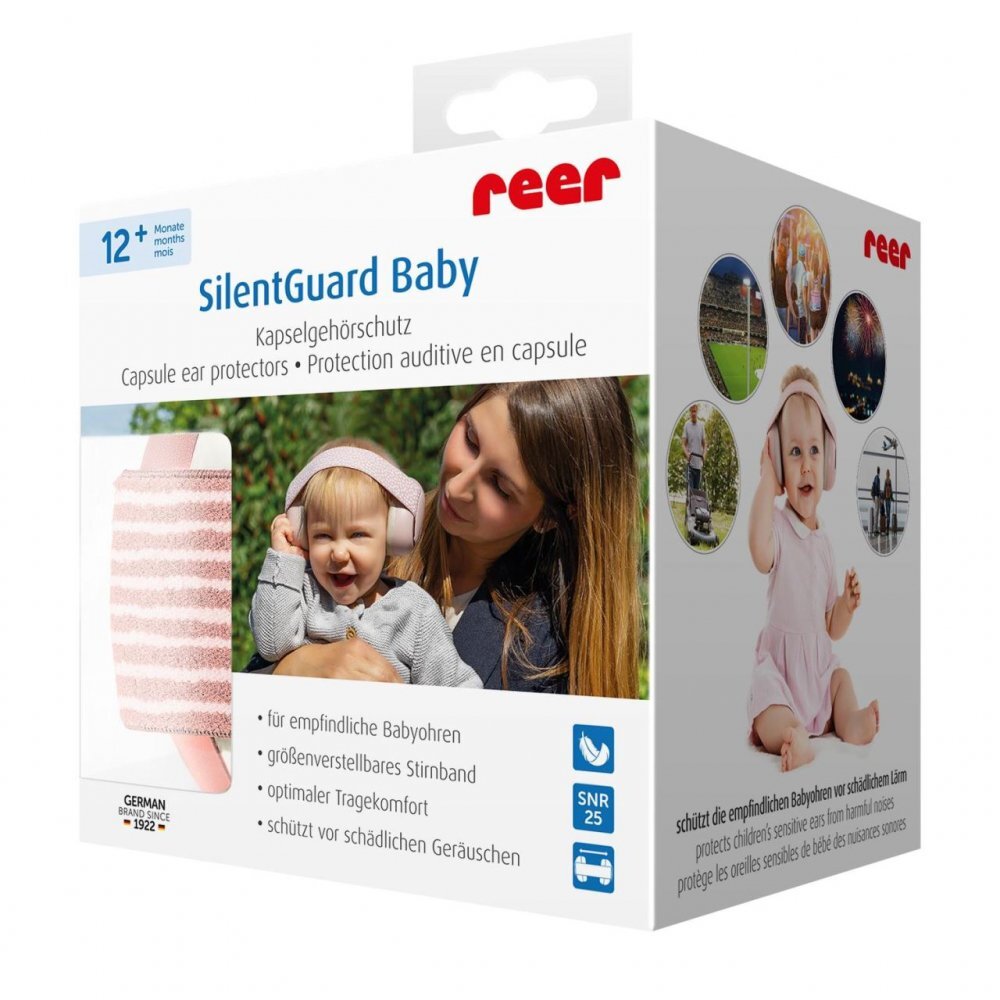 REER Casti antifonice pentru bebelusi 12+ luni roz SilentGuard Baby 53074