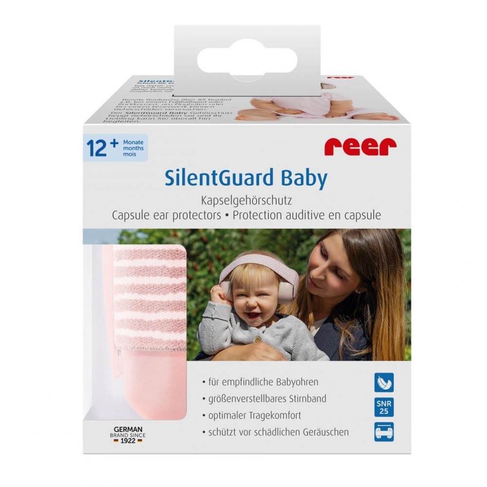 REER Casti antifonice pentru bebelusi 12+ luni roz SilentGuard Baby 53074