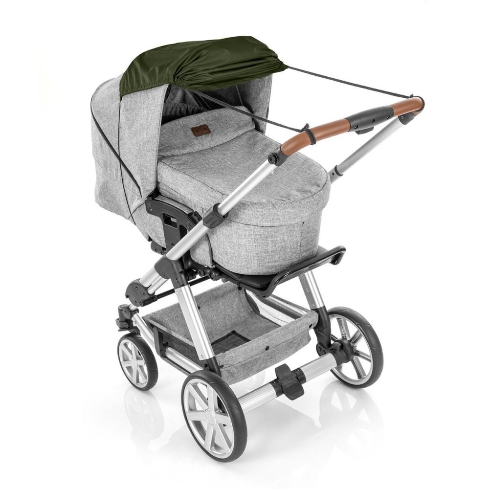 REER Copertina solara pentru carucior protectie UV UPF 80+ parasolar universal reglabil protectie vant si ploaie usoara prindere elastica universala montare rapida ShineSafe verde