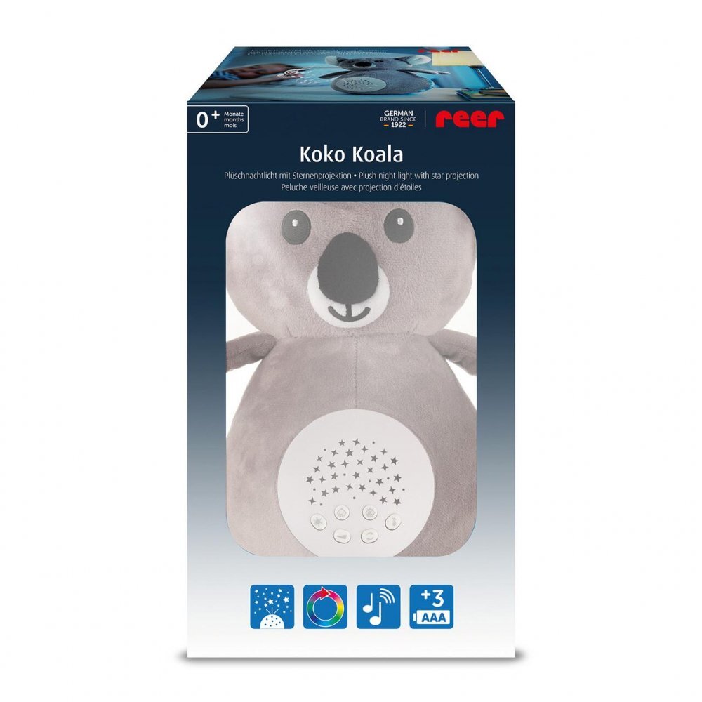 REER Jucarie din plus Koko Koala lampa de veghe si proiector de stele cu muzica