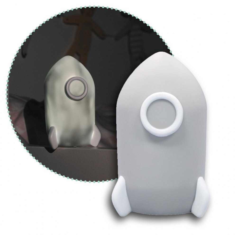 REER Lampa de veghe cu LED cu oprire cronometrata forma racheta gri Lumilu Sweet Dreams Rocket