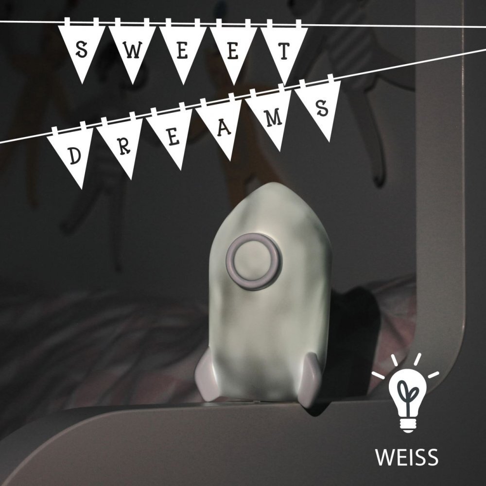 REER Lampa de veghe cu LED cu oprire cronometrata forma racheta gri Lumilu Sweet Dreams Rocket