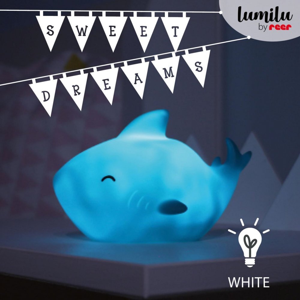 REER Lampa de veghe cu LED cu oprire cronometrata forma rechin albastra Lumilu Sea Life Shark