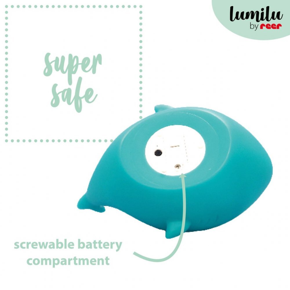 REER Lampa de veghe cu LED cu oprire cronometrata forma rechin albastra Lumilu Sea Life Shark