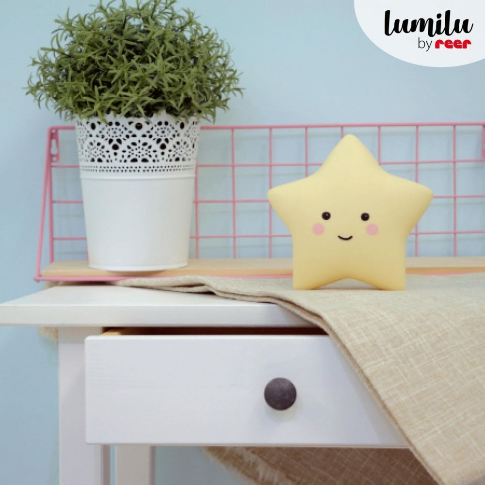 REER Lampa de veghe cu LED cu oprire cronometrata forma stea galbena Lumilu Sweet Dreams Star