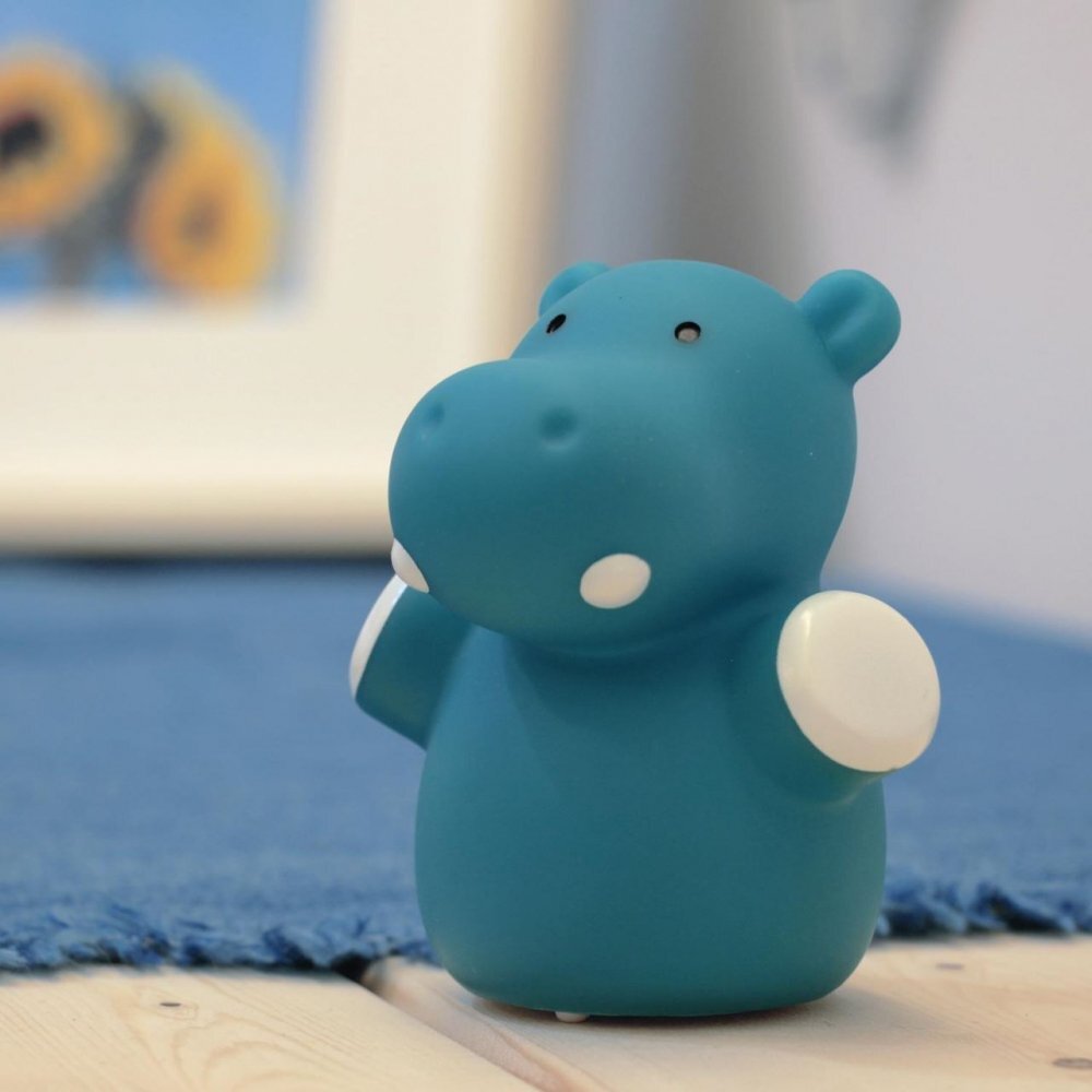 REER Lampa de veghe cu LED forma hipopotam albastru Lumilu Mini Zoo Hippo