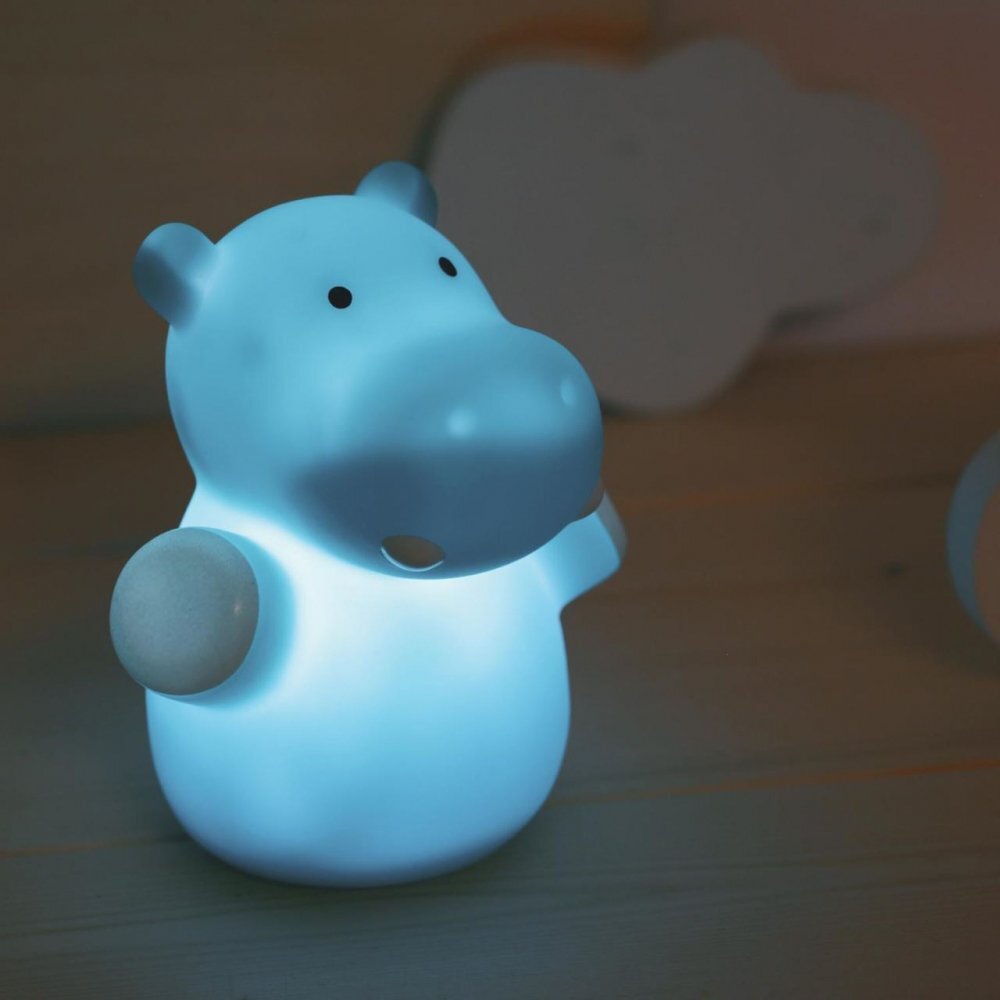REER Lampa de veghe cu LED forma hipopotam albastru Lumilu Mini Zoo Hippo