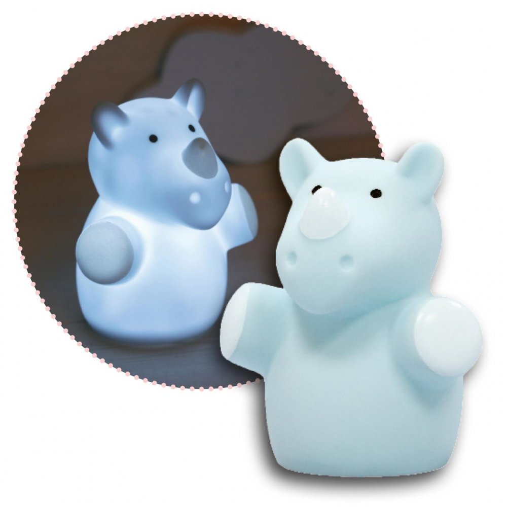 REER Lampa de veghe cu LED forma rinocer albastra Lumilu Mini Zoo Rhino