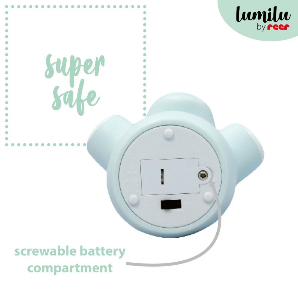 REER Lampa de veghe cu LED forma rinocer albastra Lumilu Mini Zoo Rhino