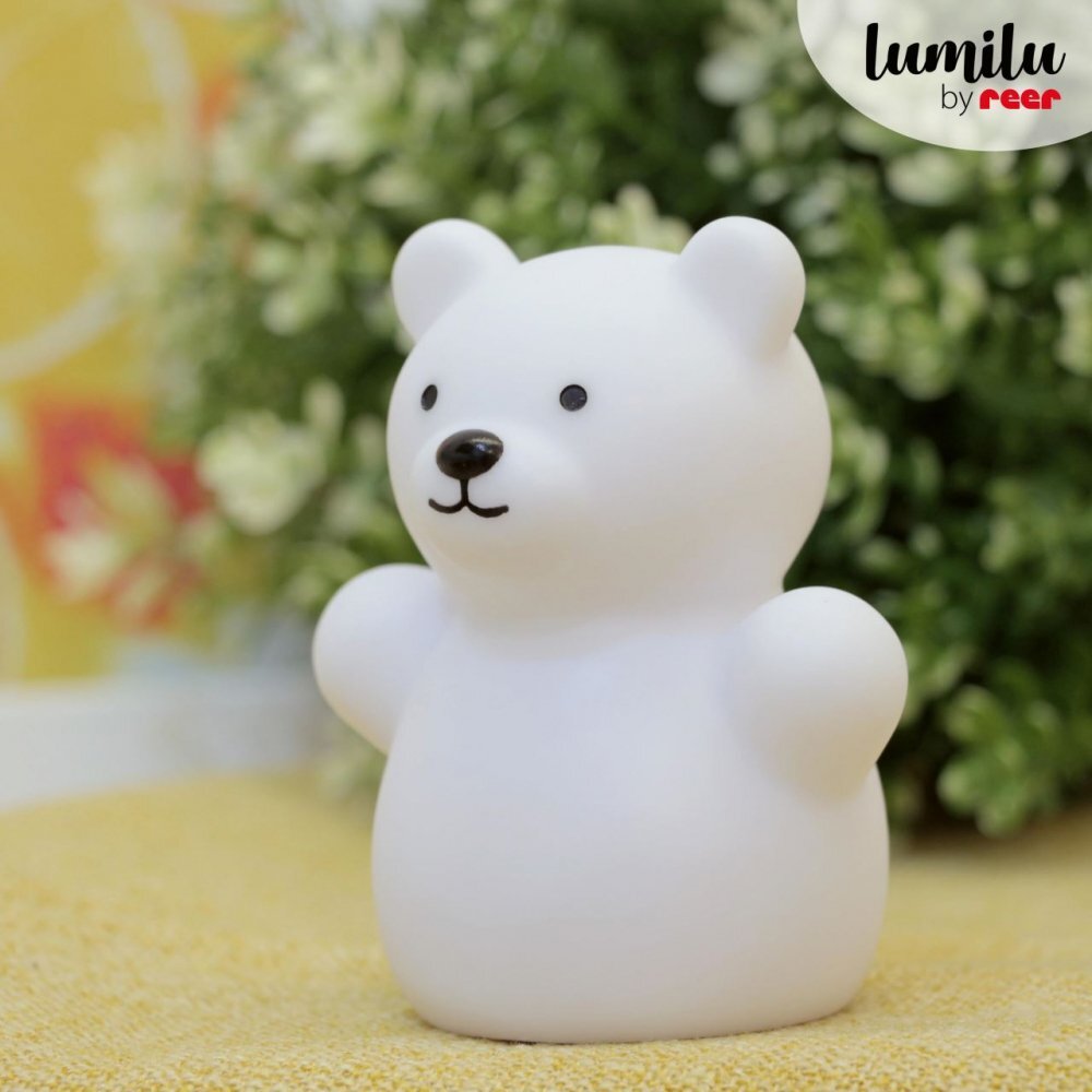 REER Lampa de veghe cu LED forma ursulet alba Lumilu Mini Zoo Bear