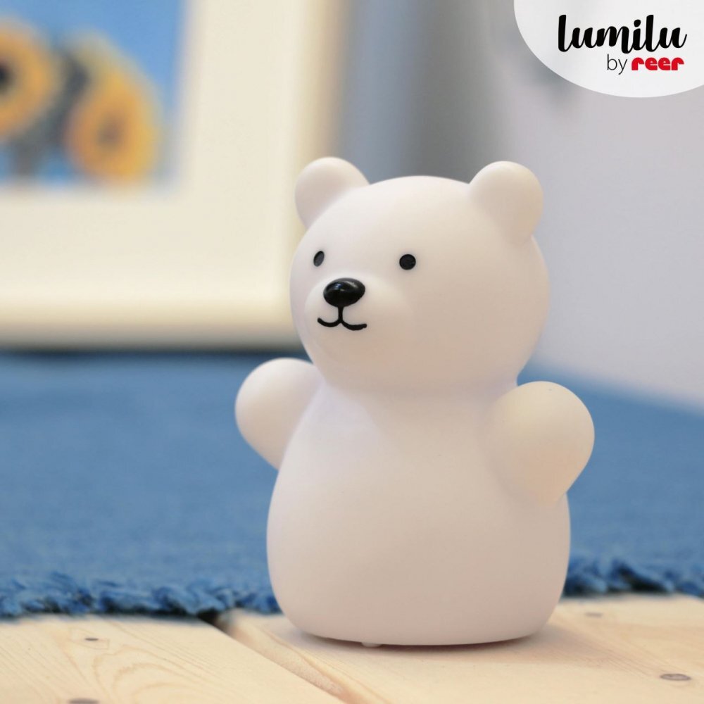REER Lampa de veghe cu LED forma ursulet alba Lumilu Mini Zoo Bear