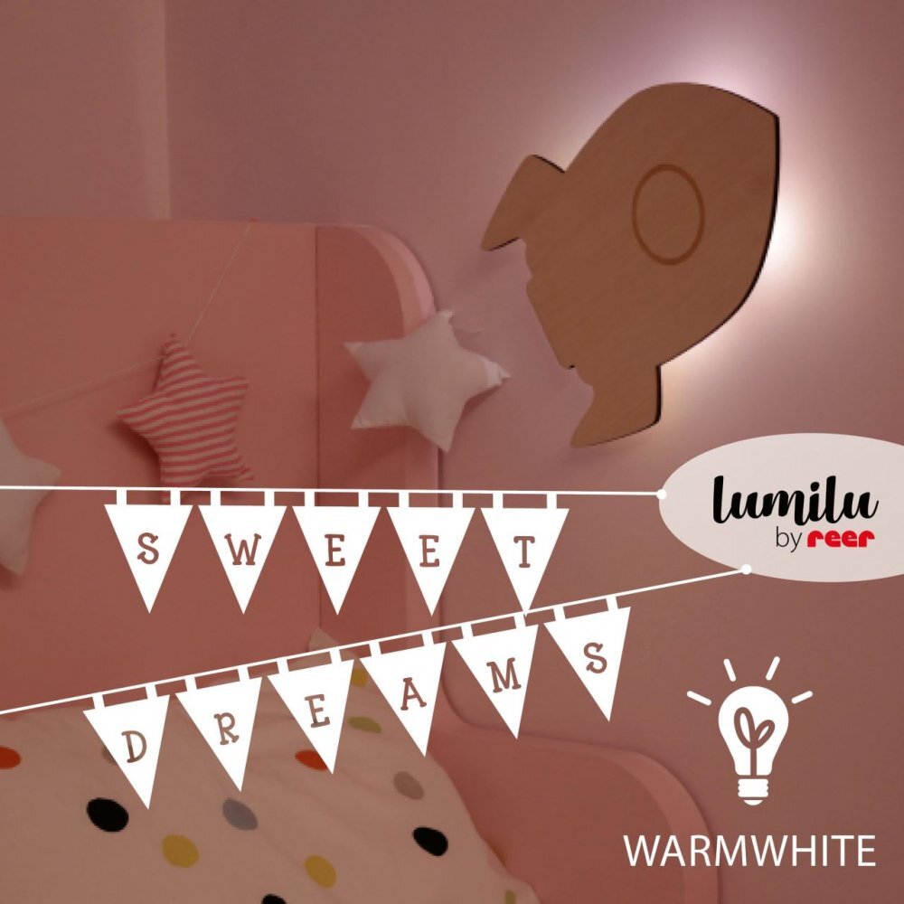 REER Lampa de veghe de perete cu led lumina reglabila si oprire cronometrata forma racheta Lumilu Silhouette Rocket