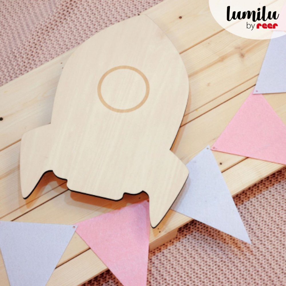 REER Lampa de veghe de perete cu led lumina reglabila si oprire cronometrata forma racheta Lumilu Silhouette Rocket