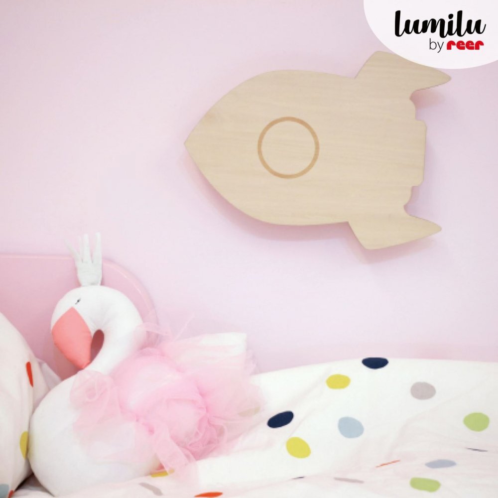 REER Lampa de veghe de perete cu led lumina reglabila si oprire cronometrata forma racheta Lumilu Silhouette Rocket
