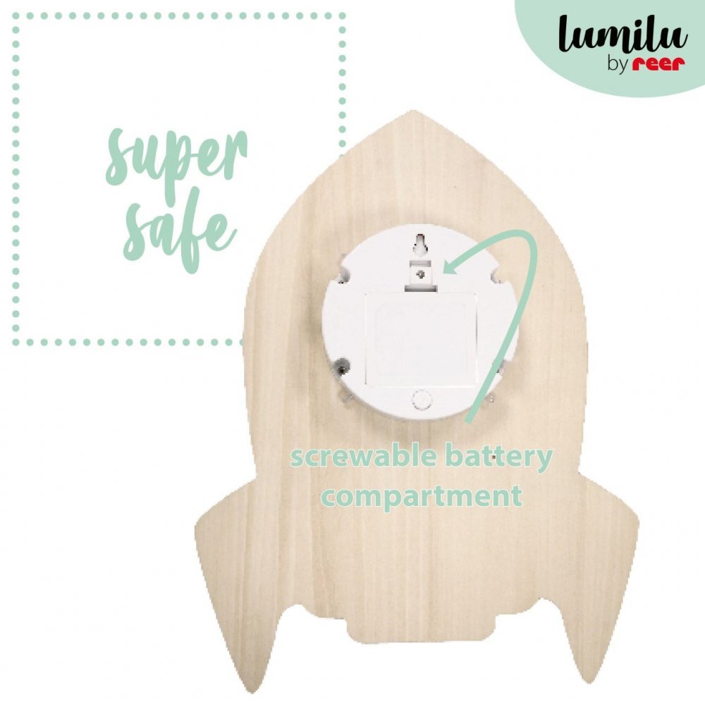 REER Lampa de veghe de perete cu led lumina reglabila si oprire cronometrata forma racheta Lumilu Silhouette Rocket