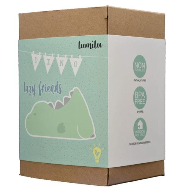 REER Lampa de veghe si veioza cu LED lumina reglabila si oprire cronometrata forma dinozaur turcoaz Lumilu Lazy Friends Dino