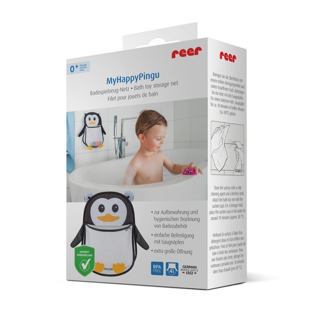 REER Saculet din plasa pentru jucarii de baie prindere cu ventuze My Happy Pingu