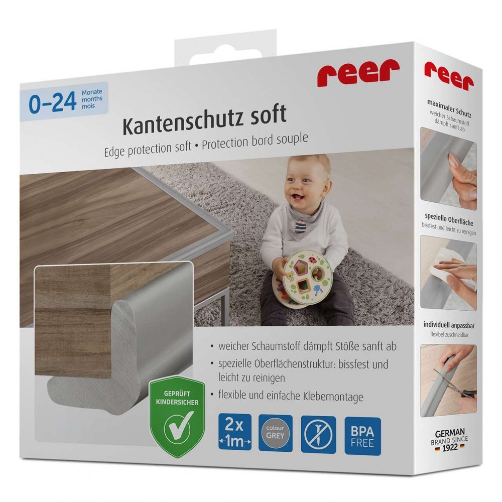 REER Set 2 benzi de protectie universala din spuma poliuretan pentru muchii si colturi gri 2 x 1 m