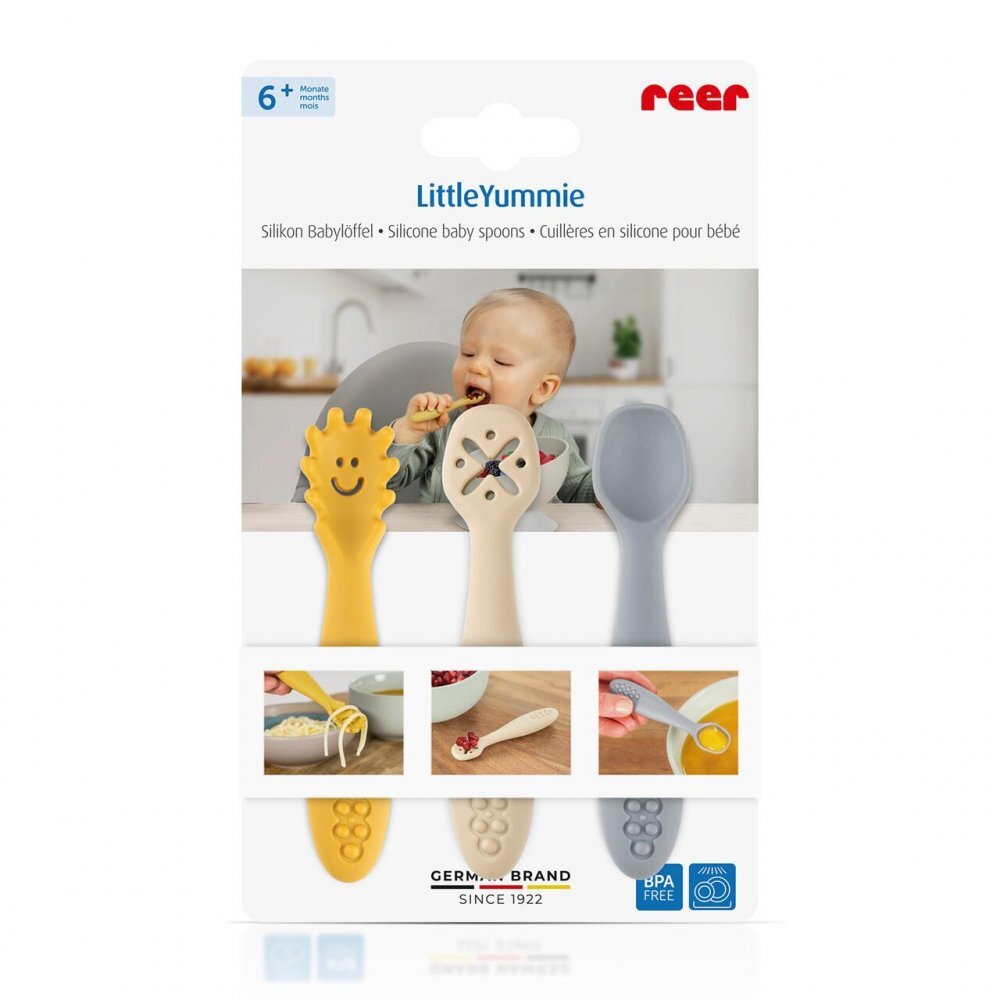 REER Set 3 lingurite din silicon LittleYummie pentru bebelusi 6+ luni